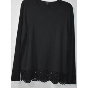 J.Jill XS Wearever Stretch Top Lace Black Long Sleeve Elegant Timeless Versatile